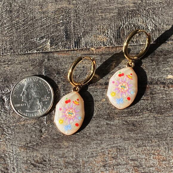 NEW Mystic Pearl Hoop Dangle Earrings - Picture 4 of 4